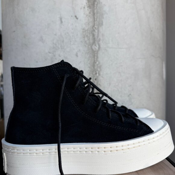 Converse Chuck Taylor All Star Black Suede Platform Sz9 - Picture 3 of 5